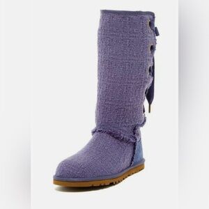 Ugg Australia Heirloom Lace Up Boots in Purple | Textured Knit | size 7